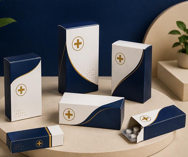 Premium medicine box packaging by Pratham Packaging